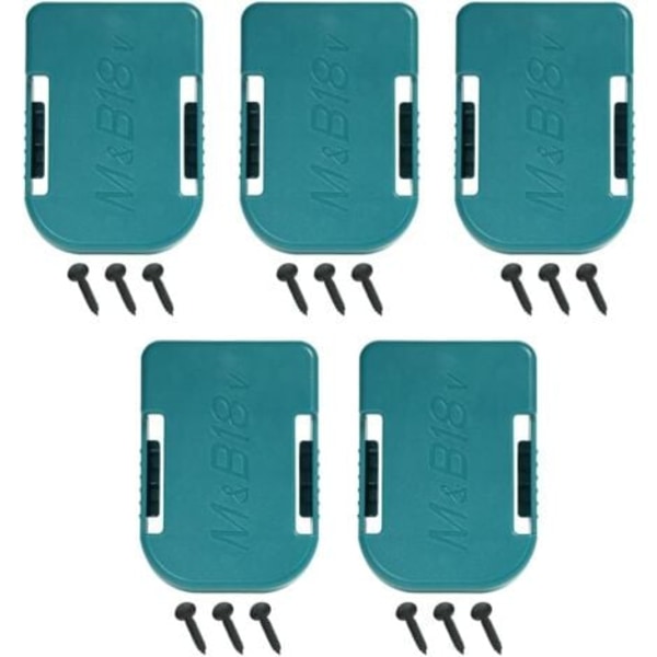 TS-Pack med 5 Batterihållare för Makita, även för Bosch 18V Batterilock, Batterihållare för Bältesklämma