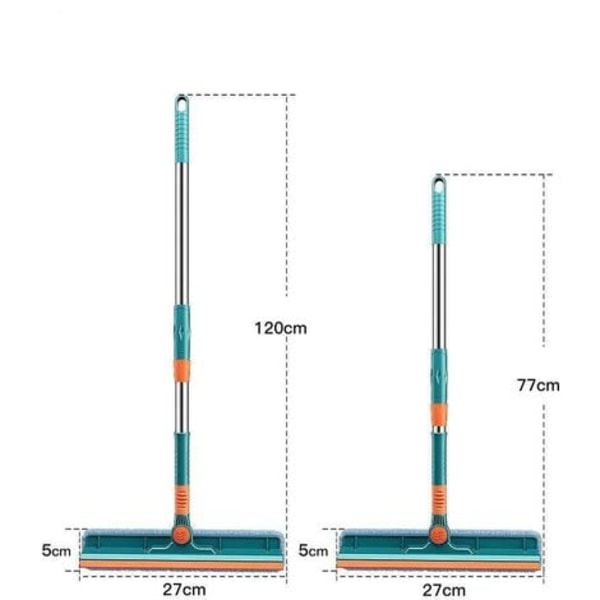 TS-2 i 1 Professionell Fönsterskrapa Rengöringskit, med Teleskopskaft (Längd 1.35m), Fönsterskrapa för Fönster inomhus