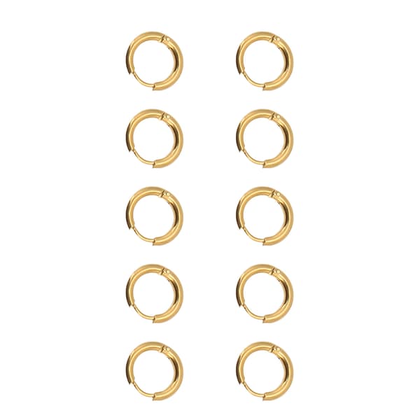10 stk Gull Øredobber Enkel Tråd 2,5 mm Diameter 10 mm Indre Diameter Tilbehør