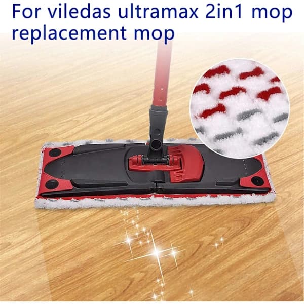 2-i-1 Moppeklut Mikrofiber Pad Moppehode Erstatning Superabsorberende & Støvbestandig Rød
