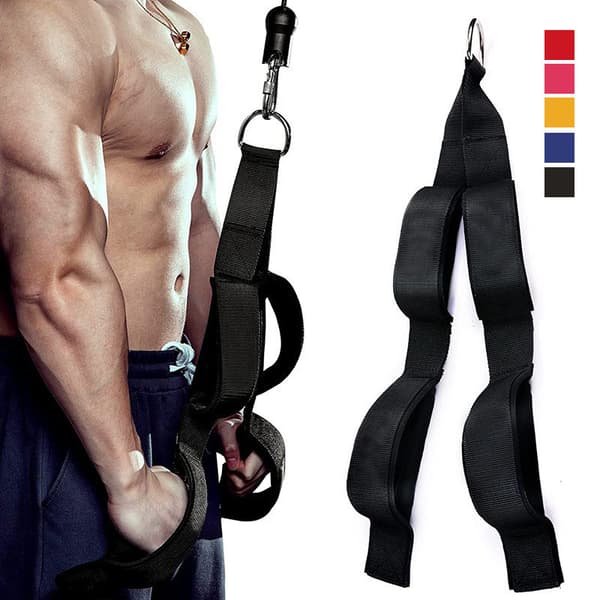 Tricepsreb Kabeltilbehør Med 2 Håndtag, Triceps Træktov Til Push Downs, Crunches, Facepulls