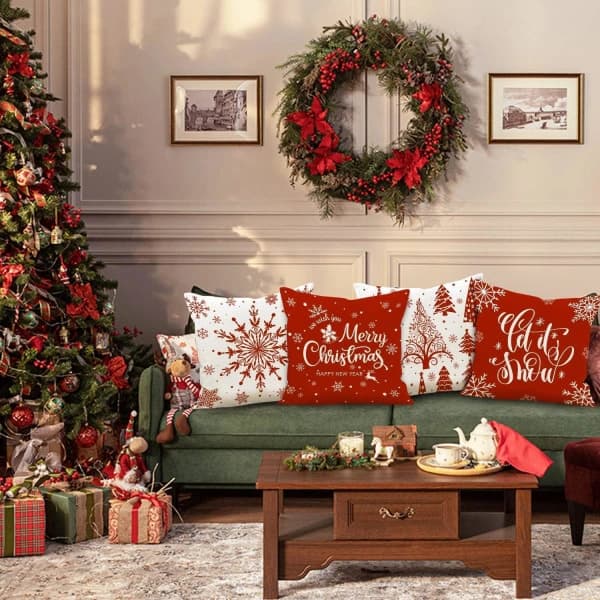 Kuddöverdrag 60x60 Set om 4, God Jul Vinter Jul