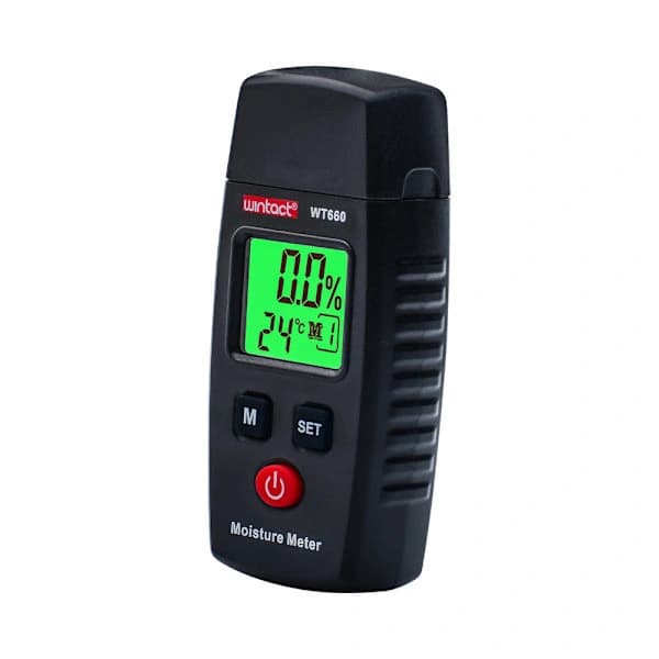 Fugtmåler, stiftmodel med 3 tilstande, LCD-display med grøn baggrundsbelysning, til byggematerialer