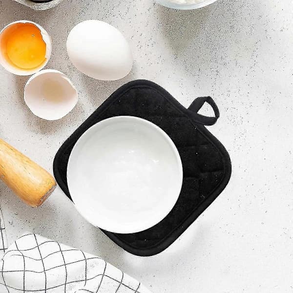 4 pcs Potholders for Cooking and Baking Oven, Microwave Safe Grilling, 18*18cm Black