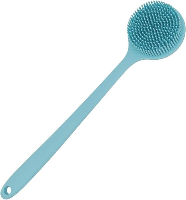 Silikon Ryggbørste for Dusj Bade Kroppsbørste med Langt Håndtak (Blå)