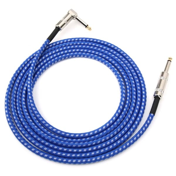 6,35 mm Gitarrljudkabel Mikrofon Brusreducerande Anslutningskabel Musikinstrument 3 Meter Blå och Vit
