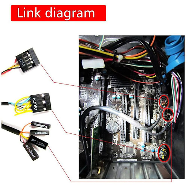 TS-Desktop Computer Case Switch, reset HDD-knap med dobbelt USB-porte, tænd/sluk-knap, lydporte F