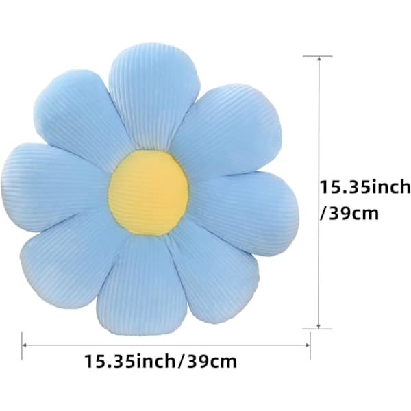 st blomma kudde (39 cm, vit+blå) - Blå & vit prästkrage