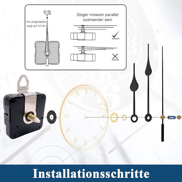 Battery Operated Clock Movement Replacement, High Torque Quartz Clock Movement With Silent Operation, Easy To Install For Diy Quartz Clock