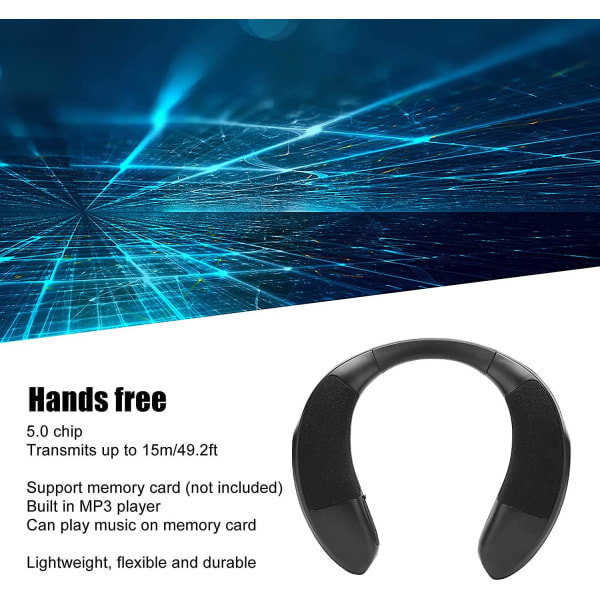 Bluetooth-halshögtalare, bärbar trådlös 5.0-högtalare med brusreducerande mikrofon, 3D-stereohögtalare, ergonomisk design, lämplig för familje-...