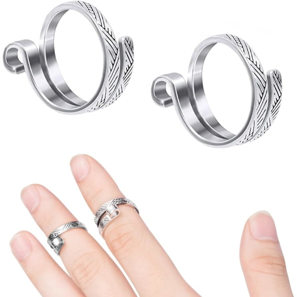 2-pack Stick- och Virkningsringar för Fingrar, Justerbar Virkningsring, Metallöppna Garnledare, StickningsTummar för