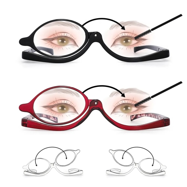 Roterbara kosmetiska läsglasögon för kvinnor tillbehör för kosmetiska kläder 100 Degree Black