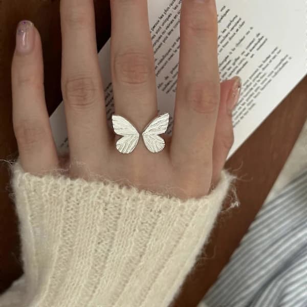 925 sterling sølv sommerfuglring til kvinder, eksklusiv åben ring i skovstil