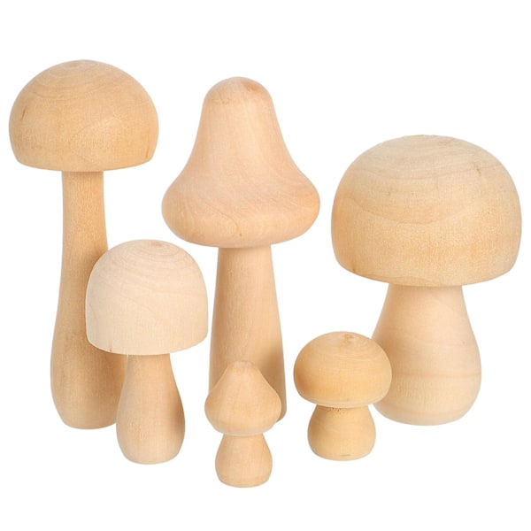 6 stk Tresopp i Ulike Størrelser Naturlige Ubehandlede Sopp for DIY