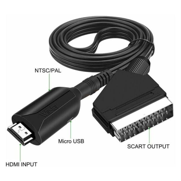 Scart till HDMI-omvandlare Video Audio Adapter för HDTV/DVD/Set-top Box/PS3/PAL/NTSC