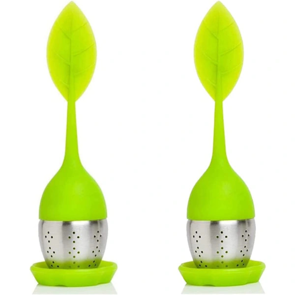 2 stk. silikone-teinfuser, teinfuser, tesi, med silikonehåndtag, moderne bladform, til tesining