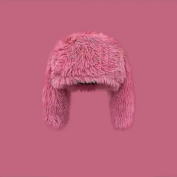 Sød hat damehat vinterhatte fluffy pels snehat med ører vinterhatte til store hoveder ørevarmer hat dame fluffy hatte til kvinder stærk pink