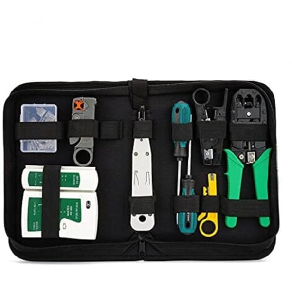 TS-Kit med nettverksreparasjonsverktøy, krympeverktøy, kabeltester, kontakter, egnet krympetang for DIY-datamaskin for R