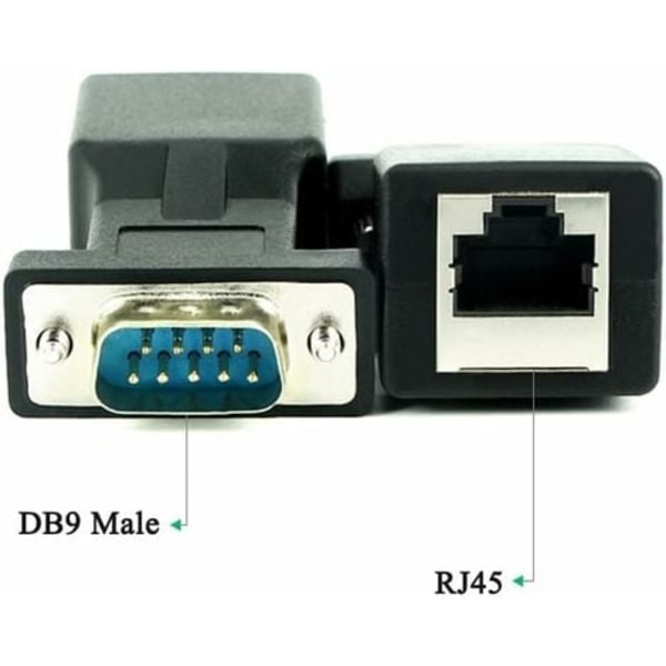 TS-RJ45 - RS232, DB9 9-nastainen sarjaportti uros - naaras RJ45 Cat5e/6 Ethernet/LAN -sovitin (uros pää)