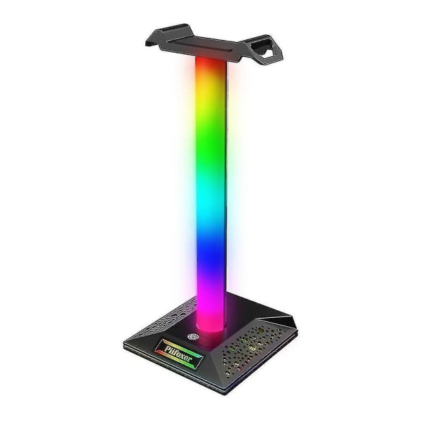 RGB Gaming Hodetelefonstativ Dobbel USB-porter Berøringskontroll Lysstripe Skrivebord Gaming Headset Holder Henger