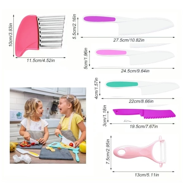 Barnvänligt Köksset – Kniv och Potatisskalare för Matlagning rosa