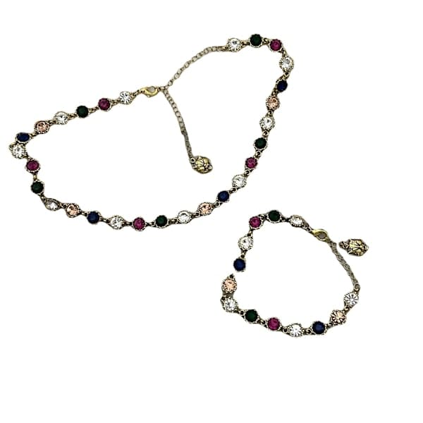 Halskjede og armbåndsett med strasskrystall for bryllup og fest