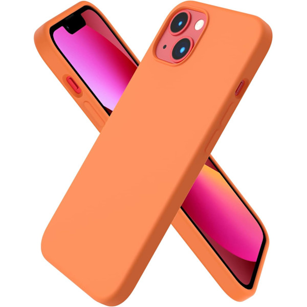 iPhone 13 Case, Liquid Silicone Case for 6.1 inch iPhone 13, Ultra-thin Case, Full Coverage Shockproof Protective Soft Case Orange Orange