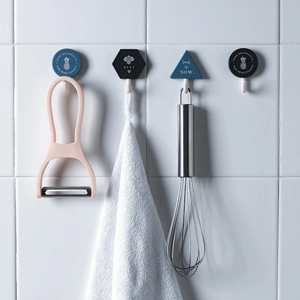 Simple Nordic Style Hook with Self-Adhesive Geometric Design