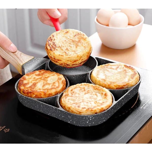 Stekepanne for pannekaker, egg, pannekaker, pannekaker, 4 rom