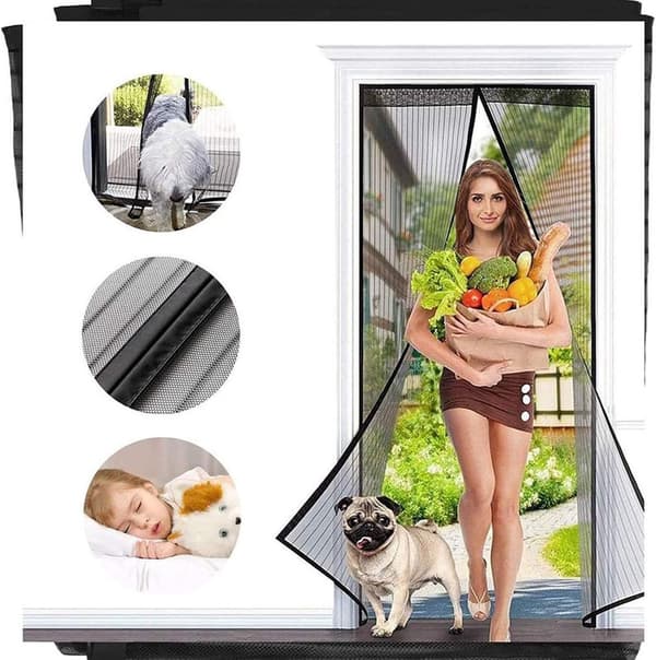 Magnetisk myggnätsdörr 80*200cm – supertät, breddad topp, automatisk stängning – vit