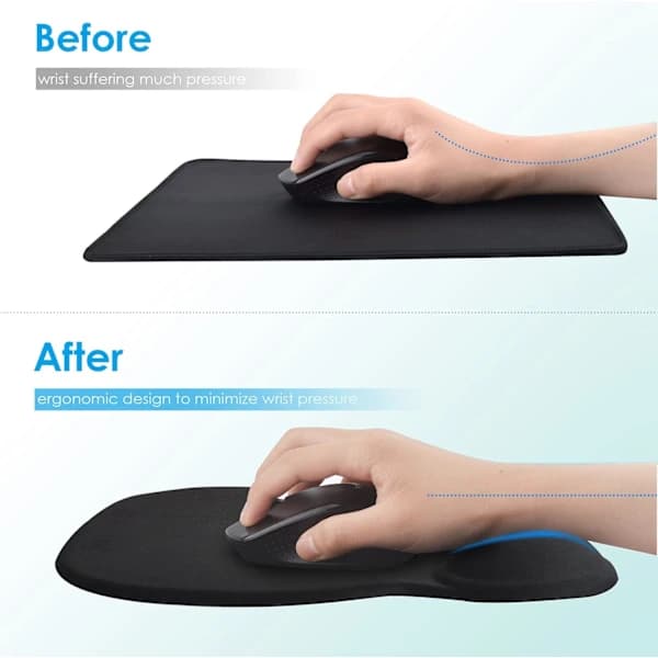 Musematte med håndleddsstøtte Gel Musematte med håndleddsstøtte, Ergonomisk Musematte Gel, Smertelindring Muse Håndleddsstøtte Støtteplate med sklisikker PU-base