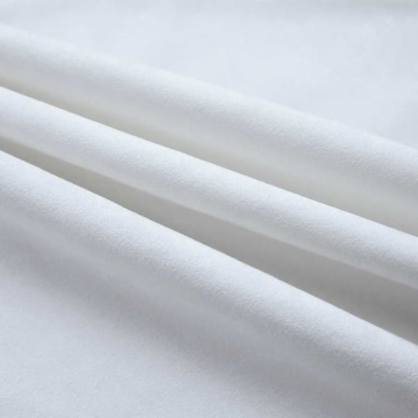 Mörkläggningsgardiner, set om 2 med metallringar, mockakänsla, polyester för vardagsrum sovrum, benvit 140 x 175 cm Vit