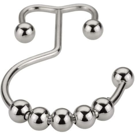 Duschdraperikrokar, rostfria duschdraperiringar, dubbla glidande duschkrokar i metall för sovrumsduschstänger, gardiner, nickel, set med