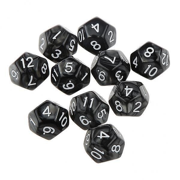4x 10 kpl Noppasarja D12 Pelaa D&d Roolipelijuhlapeli Noppaa Musta - Täydellinen