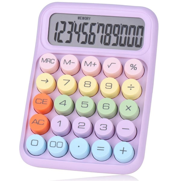 TS-Mekanisk Trykknapsregnemaskine, 12 Cifret LCD-display, Store Knapper Nemme At Trykke På, Farverig Slik C