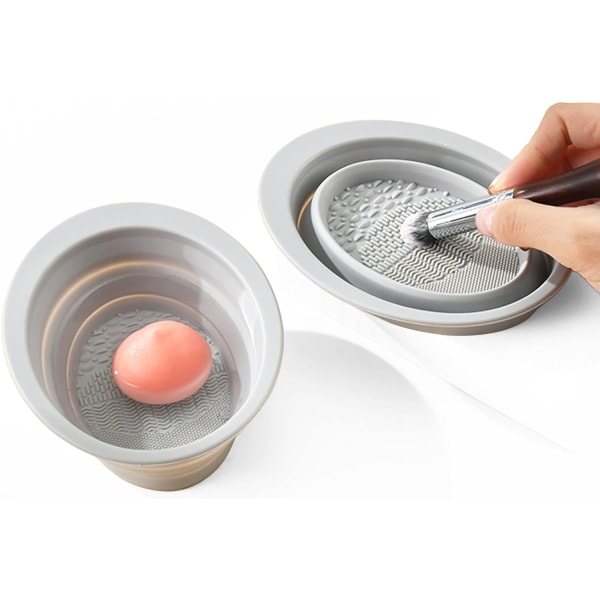 Rengöringsmatta för makeupborste i silikon, kosmetisk rengöringsdyna (1 st, grå)