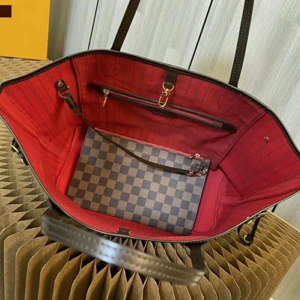 Trendig fashionabel väska stor handväska axelväska Brun Röd LV