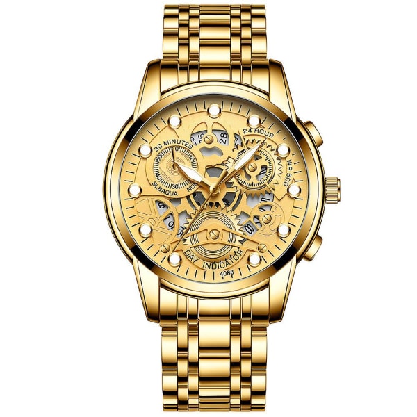 Watch Quartz Analog Armbandsur Luminous Business Armbandsur i rostfritt stål Presenter Gold