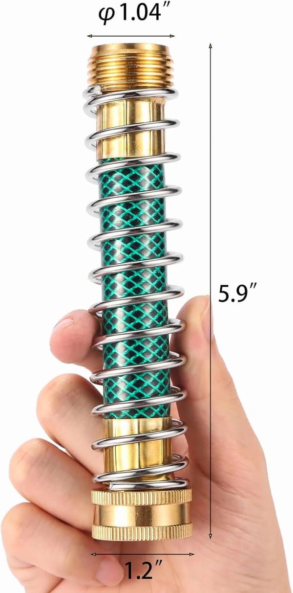 Trädgårdsslangförlängningsadapter med spiralfjäder-kinkskydd för utomhusbevattning, 3/4 tum, 2-pack