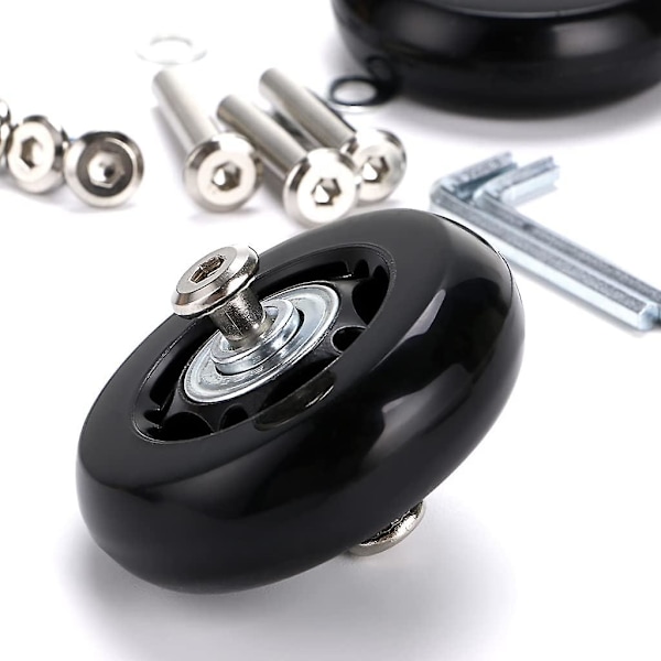 2 stk. Rejsevesker Hjul Erstatningshjul Lejer Reparation til Bagage Rejseveske 60*18mm, Sort