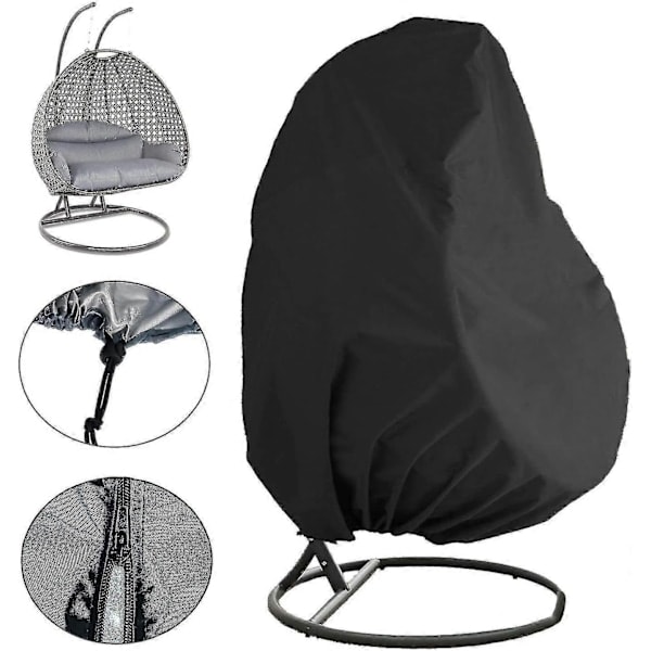 Äggstolsöverdrag, vattentätt överdrag för hängande uteplatsstol, stort överdrag för äggformad rottinggunga 231 x 203 cm, överdrag för dubbel...