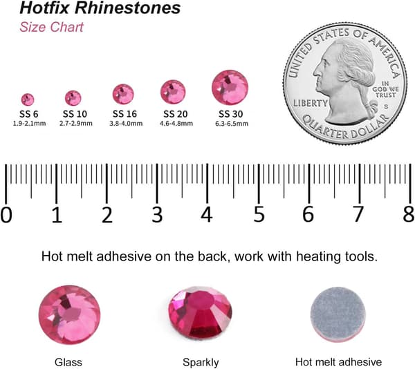 1600 st rosa hotfix-strass för DIY-pyssel, SS20, 4,6–4,8 mm, rosa Rose SS20