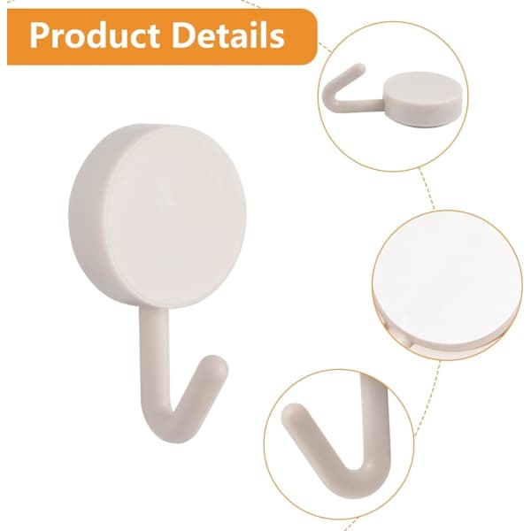 20 Pieces Black and White Self-Adhesive Plastic Hooks Removable Wall Hooks for Bathroom Kitchen Office Wardrobe Glass White White White