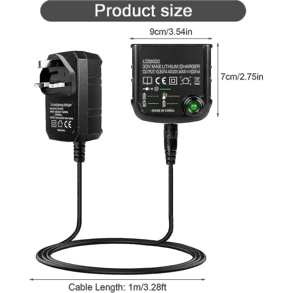 Li-jon batteriladdare för Black & Decker 18V Li-jon batteri LCS1620 laddare