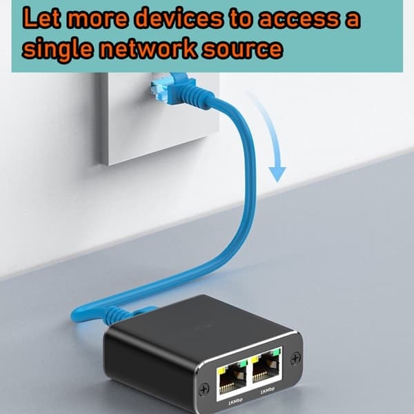 TS-RJ45-Splitter 1 till 2 för 1000M Nätverk