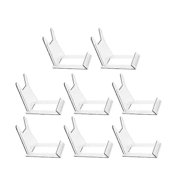 8 st Multifunktionella Displayställ Plattor Förvaringshållare Skålar Displayställ Transparent 10.5X8CM