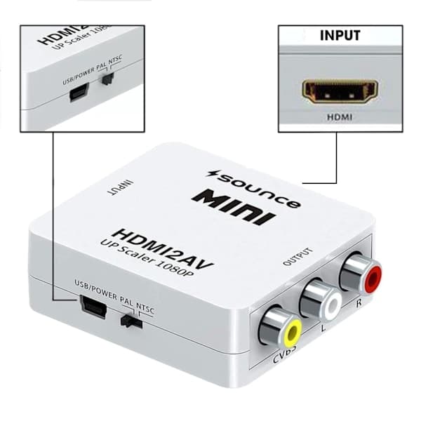 HDMI til AV/RCA 1080P Signalomformer Universell