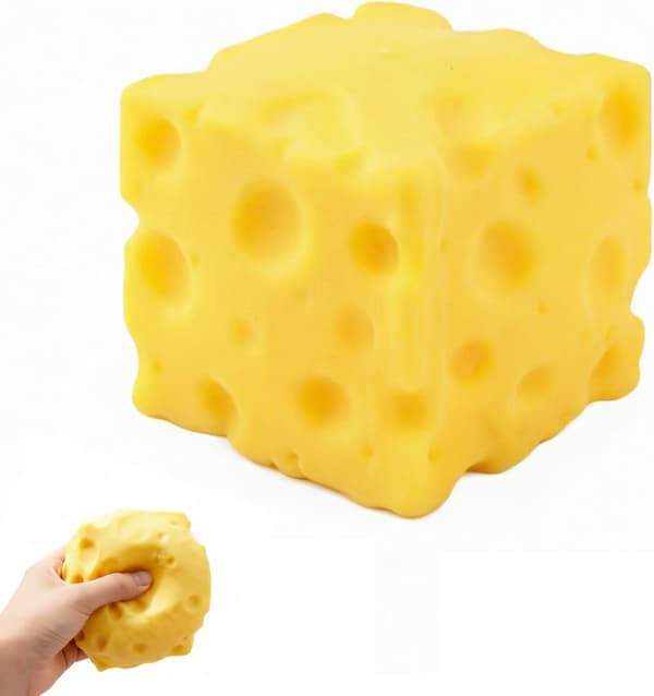 Ost Squishy Stresslegetøj, Langsomt Stigende TPR Sensorisk Klemmebold til Børn og Voksne, Gul, 5 cm