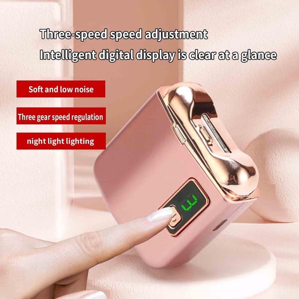 Elektrisk negleklipper med stillegående motor, automatisk negleklippsamling, 3-modus nattlys, for eldre, rosegull, 76x65x29mm