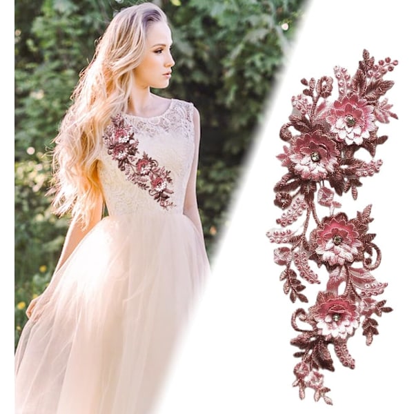 Applikation Broderi - 3D Blomspets för DIY Sömnadsprojekt